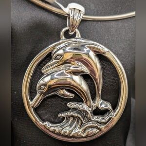 925 Silver Large Dolphin Electroform Pendant